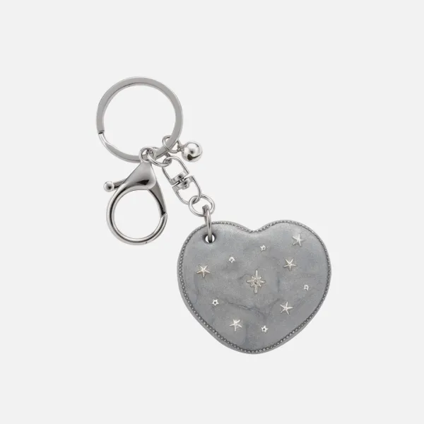 heart dia mirror key ring-silver