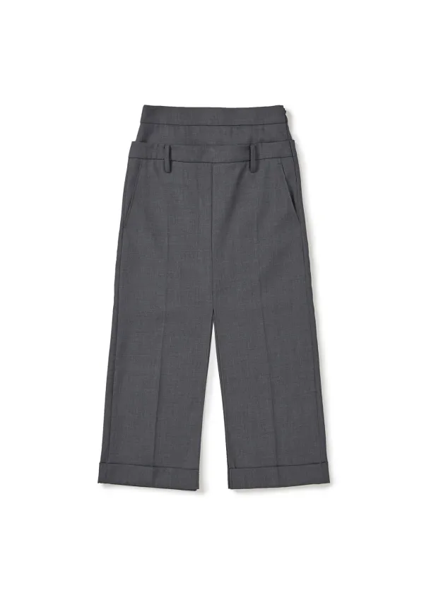DOUBLE WAIST TAILORED SKIRT (MELANGE GREY)