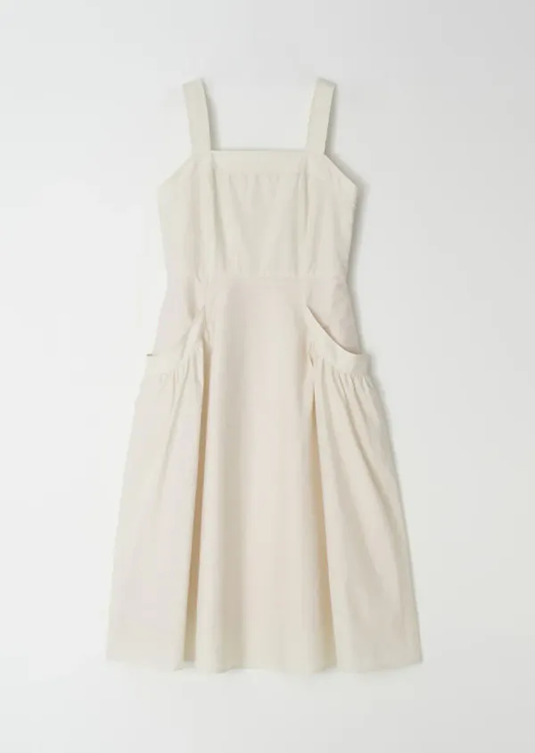 pocket shirring maxi dress-ivory