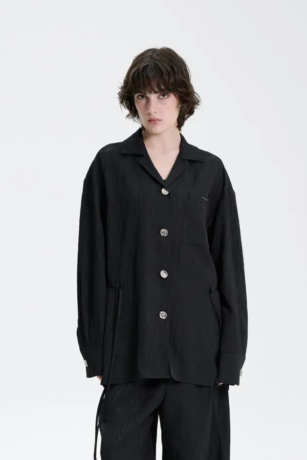 Jacquard Easy Set-up Shirt [ Black ]