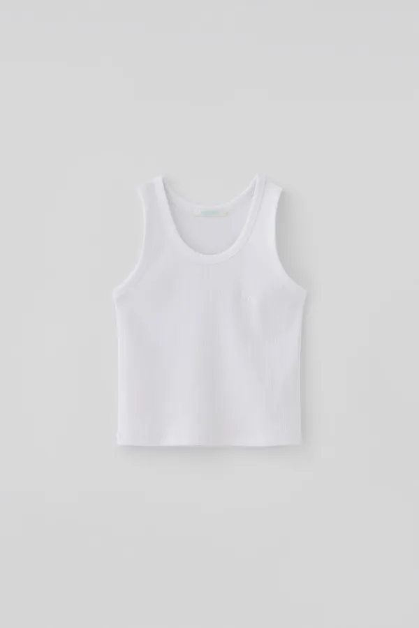 T/T Rib basic sleeveless top (white)