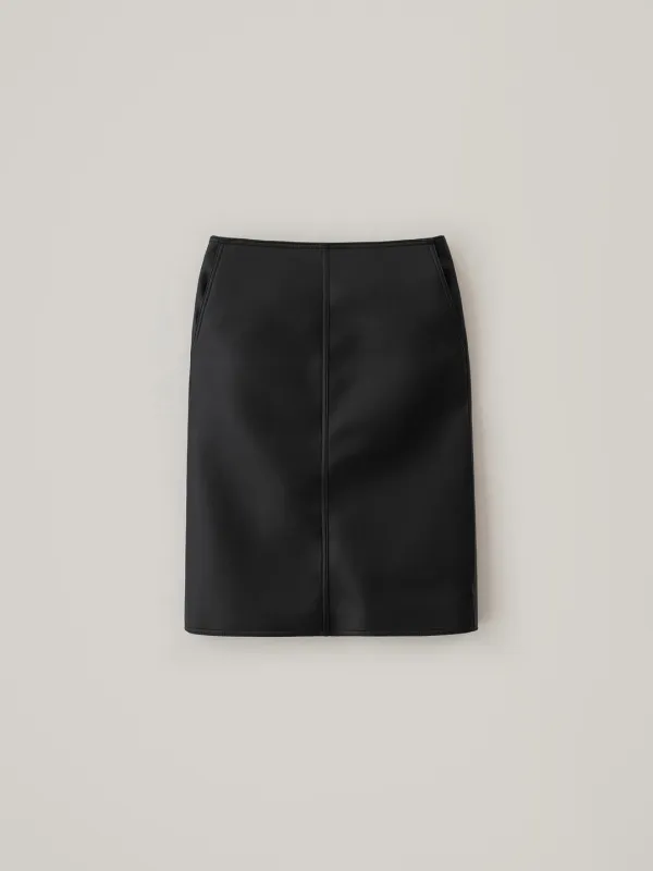 [10.13 예약 배송] Leather Midi Skirt - Black