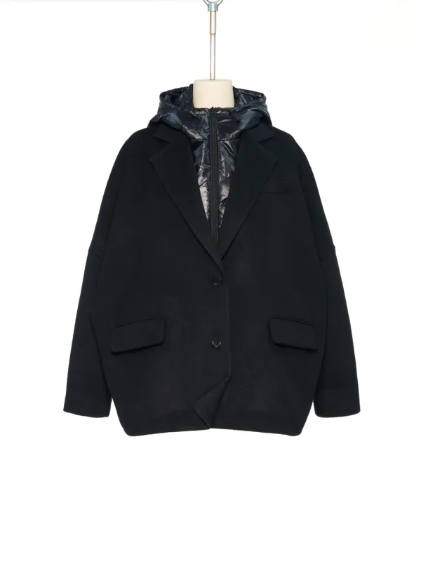 FW25 UNDERLINE BLACK WIND BREAKER LAYERED SINGLE JACKET