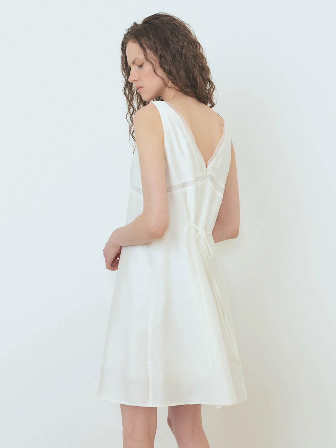에트몽 Silky Layered Sleeveless Dress, Ivory 상품 이미지 1