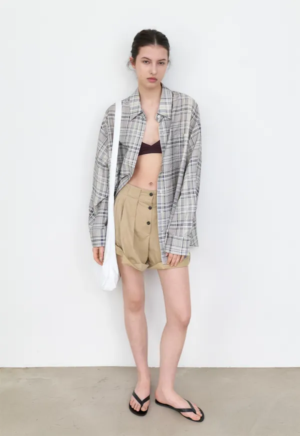 (BL-4414)FOG CHECK OVERSIZED SHIRT