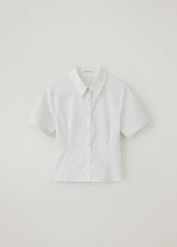 [2nd-reorder] Vern waist tucked half shirt (white)