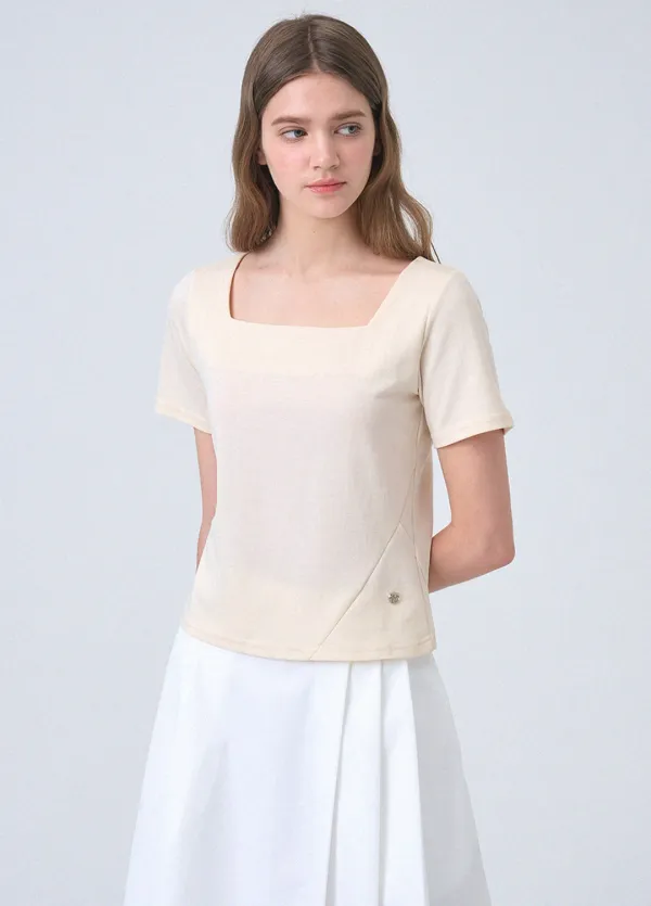  [44-120]  Bono Square Neck Tee  보노 스퀘어넥 티 (여름-데일리룩-마실룩-꾸안꾸-출근룩-기본템-오피스룩-데이트룩-체형커버-클래식-스퀘어넥-반팔티-자체제작) 
