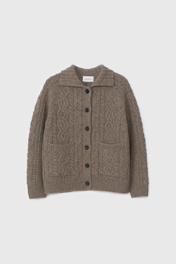 Shetland Wool Button Cardigan (Deep Beige)