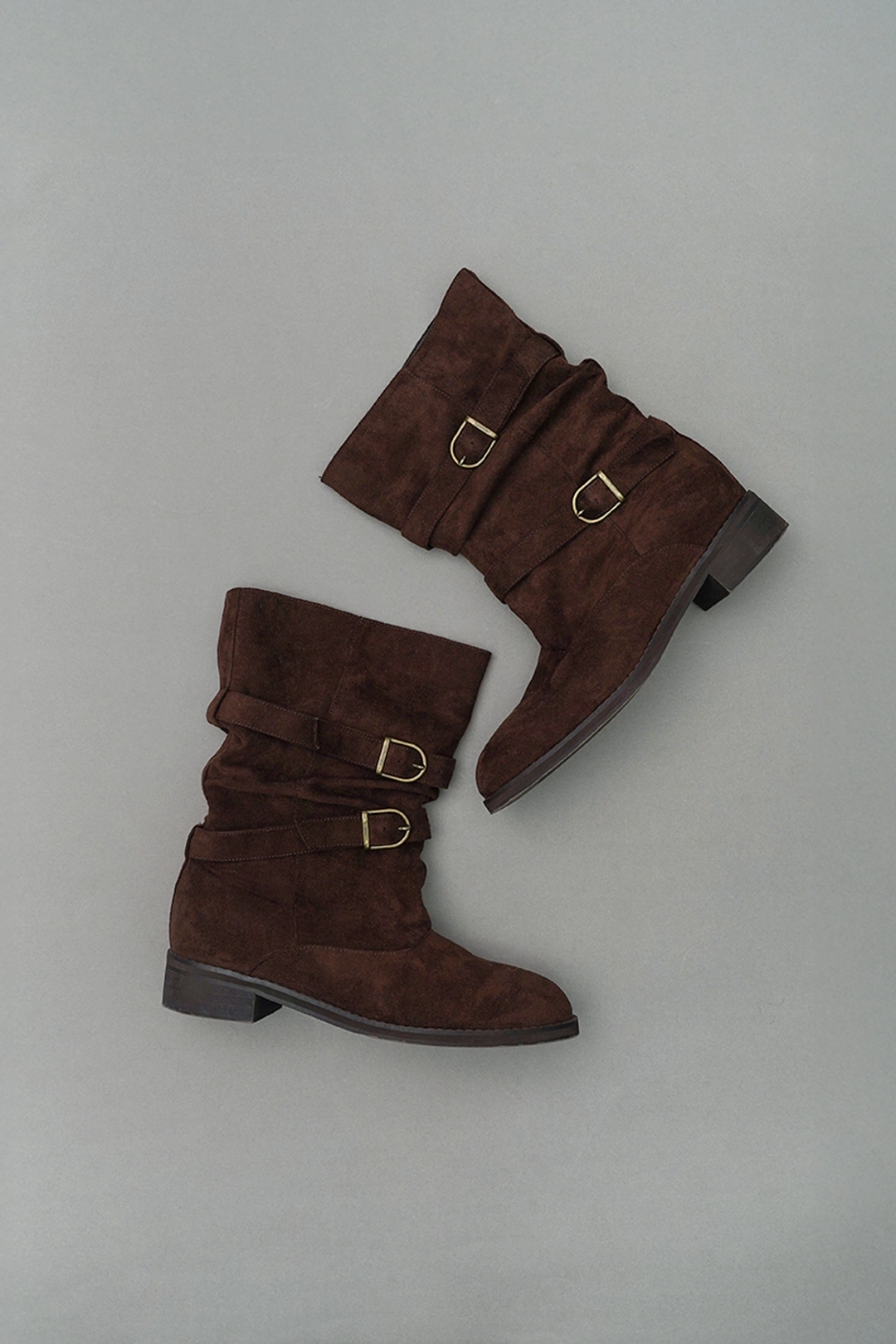 위드아웃썸머 Suede buckle boots_brown 상품 이미지 1