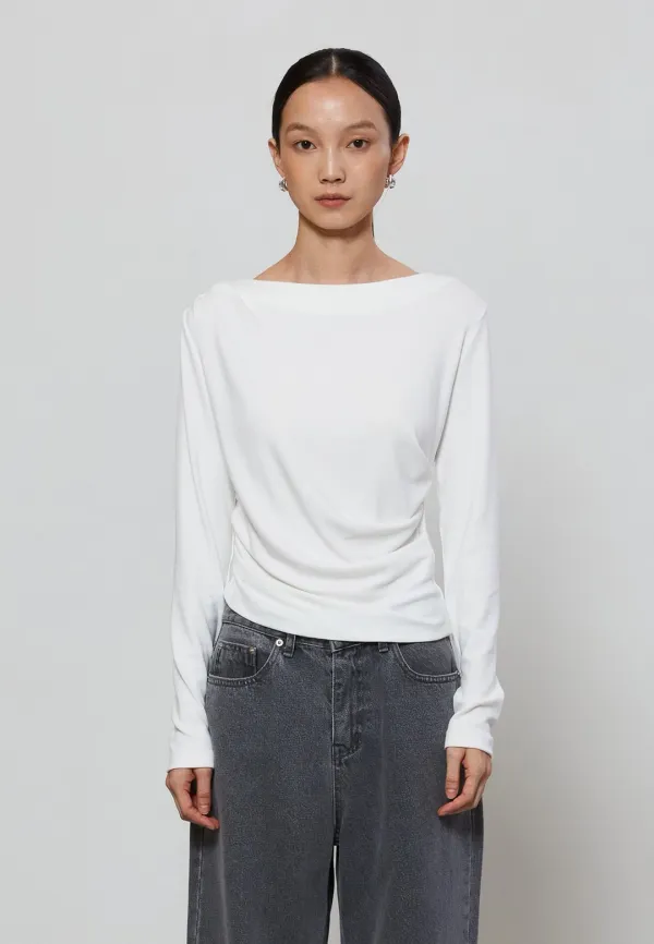 UNBALANCE DRAPE T-SHIRT - IVORY