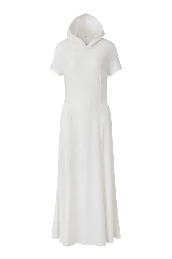 TERRY FLOWER HOODED DRESS (WHITE)