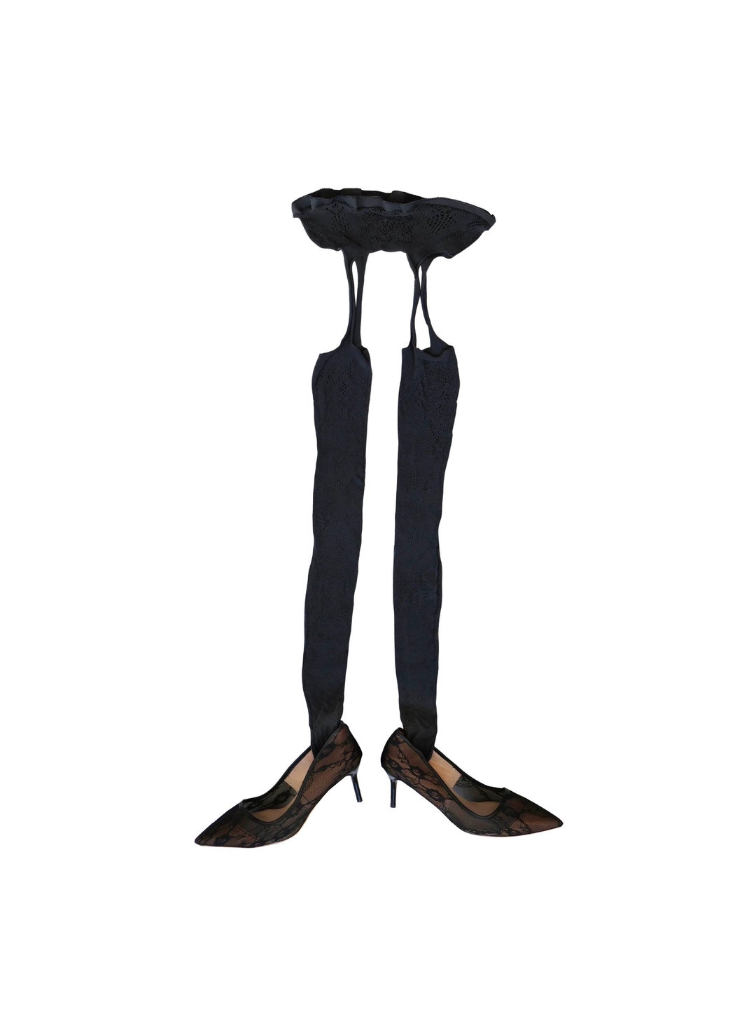콜로신스 PAPILLON GARTER TIGHTS BLACK 상품 이미지 1