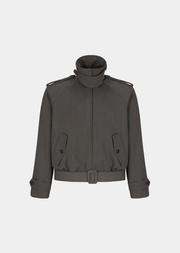 NECK BUCKLE WOOL BLEND BLOUSON - GRAY