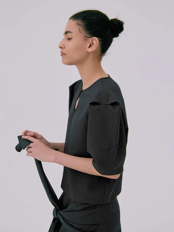 Puff Sleeve Blouse_Dark Navy