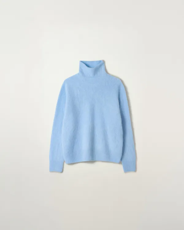 Hairy High Neck Knit [SKY BLUE]
