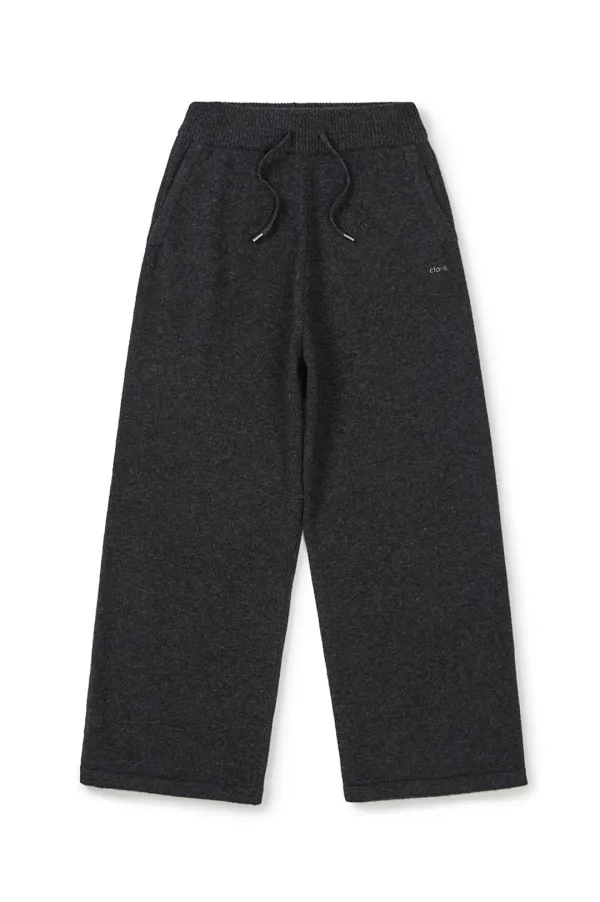 [25FW clove] Drawstring Wide Knit Pants (Charcoal)