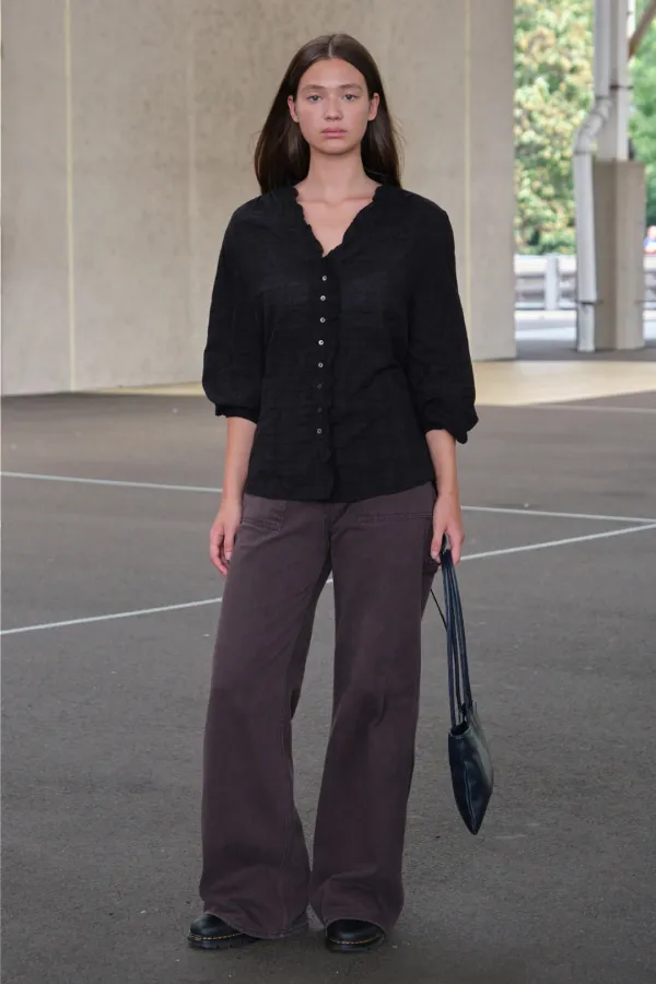 [Release] Nod Check Frill Blouse - Black