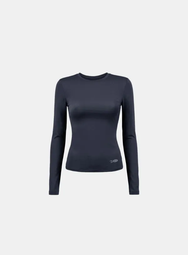 [w-tee26-087] Everyday Crew Neck Long Sleeve T-Shirt - Charcoal