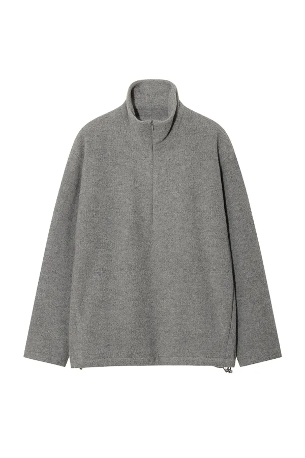 FLEECE HALF-ZIP TOP [GREY]