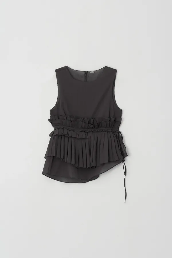Layered Blouse and Frilled Skirt (charcoal)