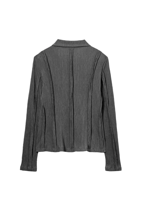 CUT OUT PLEATS SHIRT IN CHARCOAL