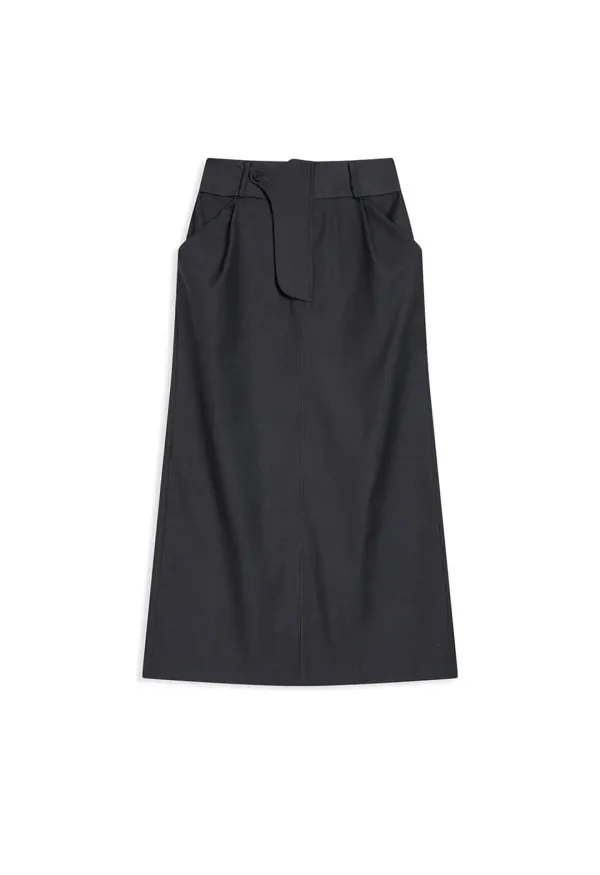 FLY OUT MAXI SKIRT, GRAY