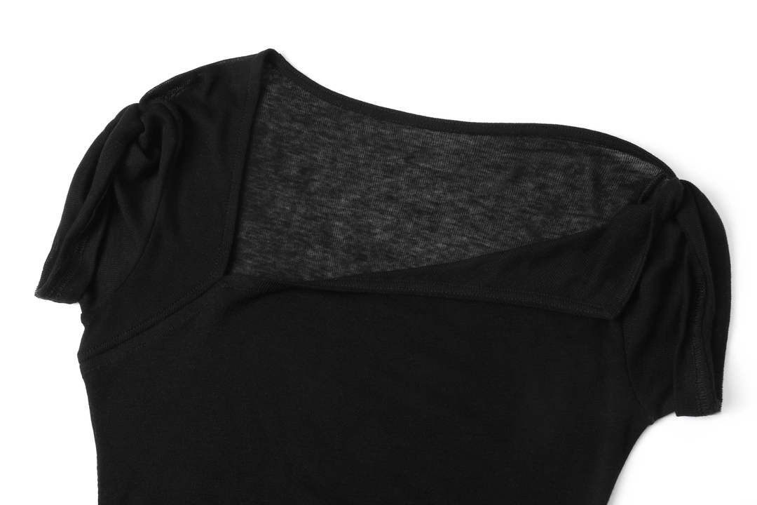 이네기 [2nd Reorder] Flip Sheer One Shoulder Top (black) 상품 이미지 1