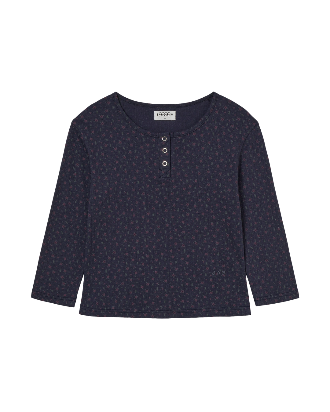 에이이에이이 FLOWER HENLEY NECK TEE [NAVY] 상품 이미지 1