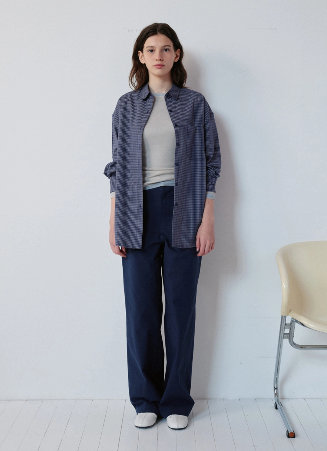 언더스탠딩 WIDE COTTON PANTS (NAVY) 상품 이미지 1