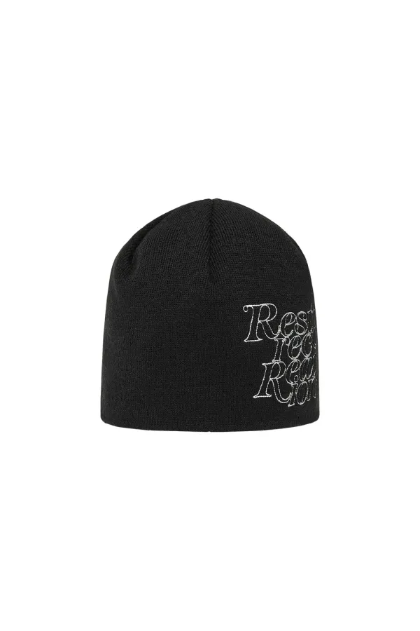 STITCH LOGO BEANIE - BLACK