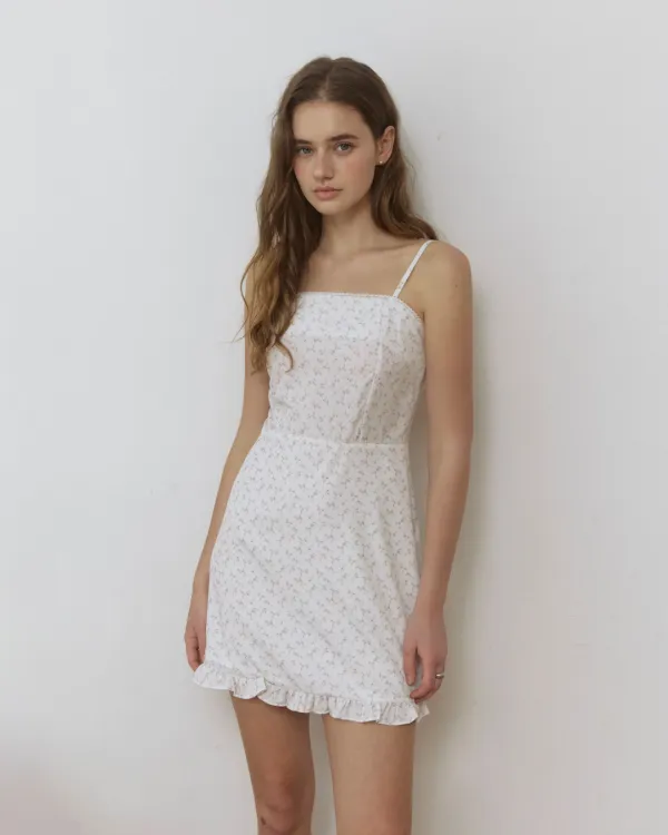 Lovey vintage pattern mini dress - ivory