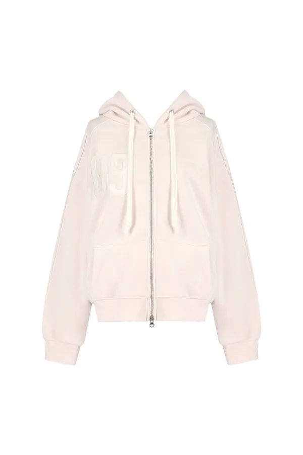 09 Numbering hooded zip-up, Pink