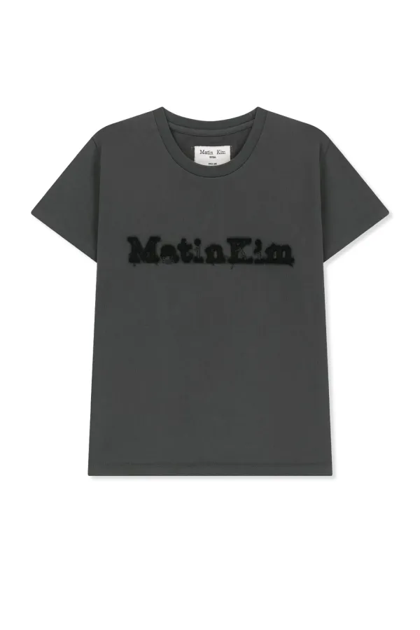 APPLIQUE LOGO SLIM TOP IN CHARCOAL
