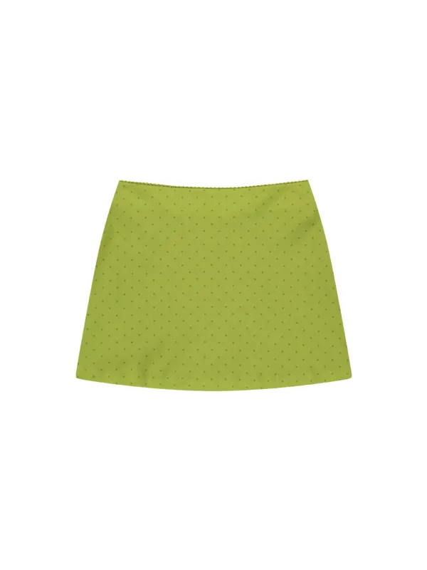 [로제 착용] Polka Dot Satin Mini Skirt Olive Green