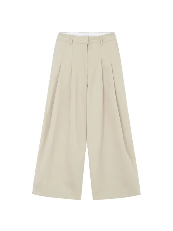 Curved Seam Wide Pants Beige