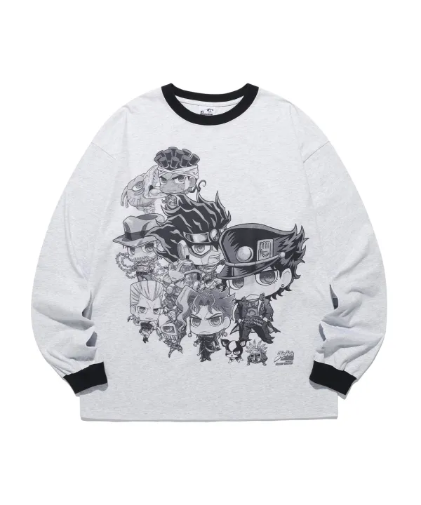 jojo's stardust crusaders big big ls tee [light gray]