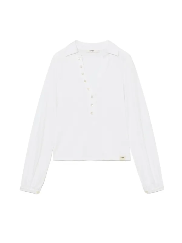G V-COLLAR HENLEY TOP (WHITE)