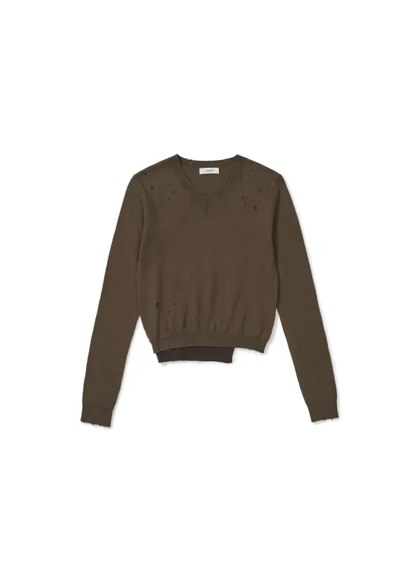 DISTRESSED PULLOVER (KHAKI)