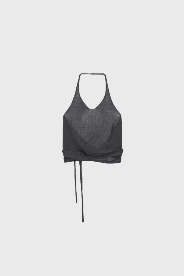 Cotton Halter Top (Ivory / Melange Gray / Green / Navy / Dark Gray)