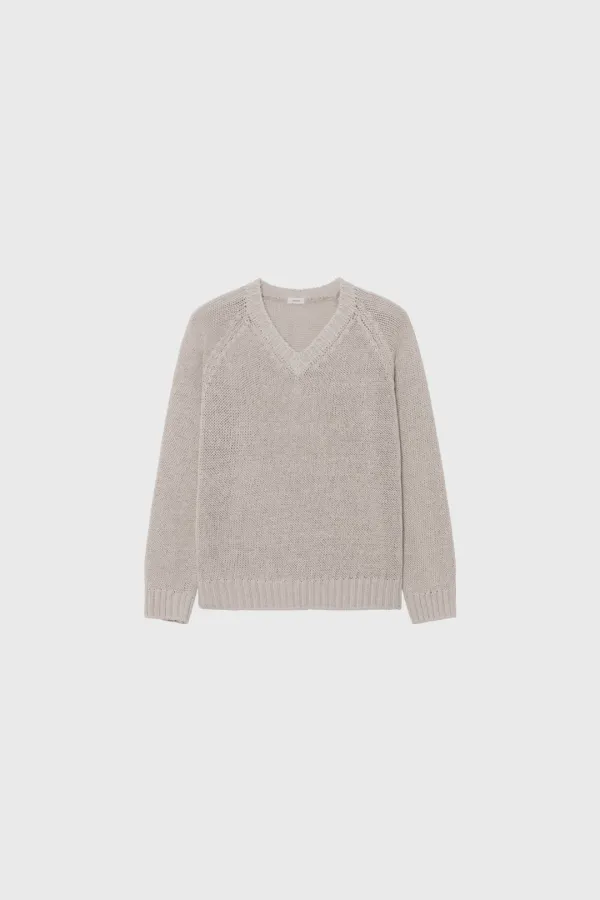 Paper v neck knit (dark gray / ivory / brown / light pink)