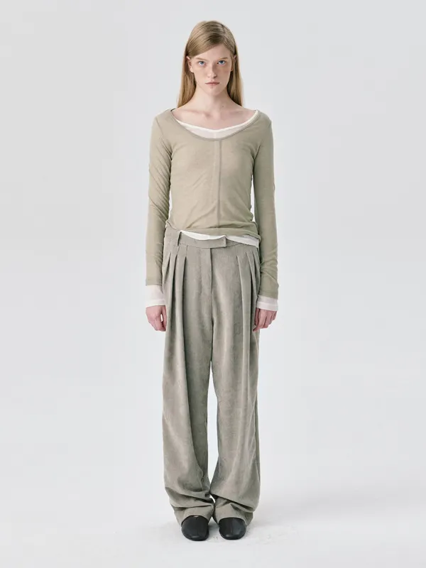 Steady Wide Tuck Pants_Grey