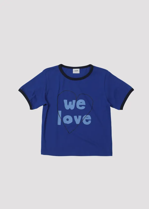 RINGER T SHIRT WE LOVE HEART BLUE