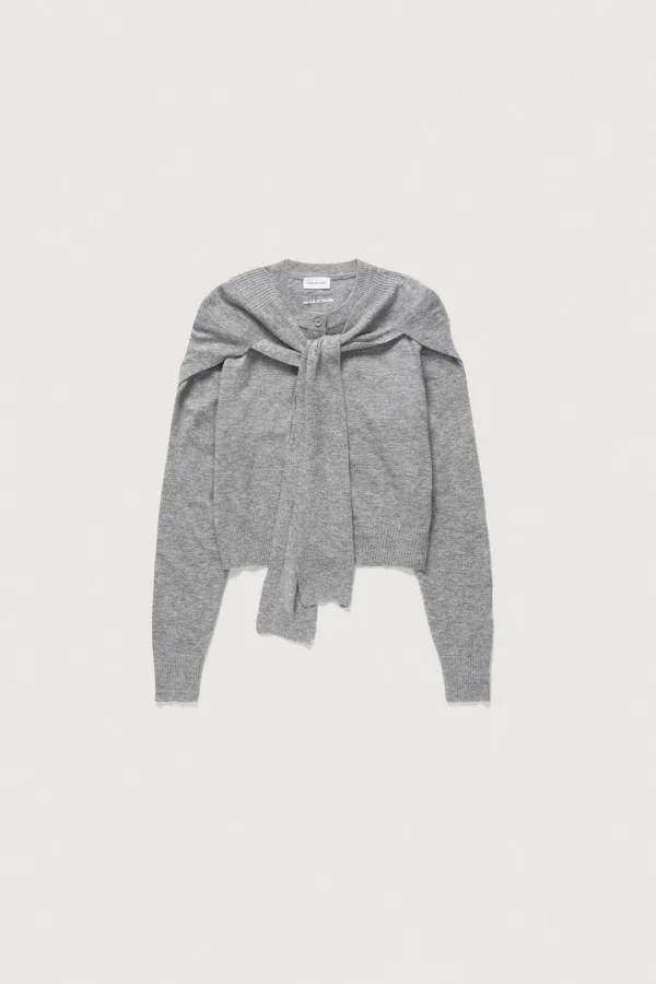 WOOL WRAP ROUND CARDIGAN [MELANGE GRAY]