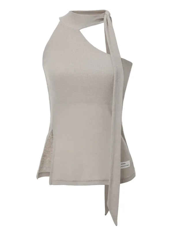 [5th Reorder] Birth Slit Scarf Top (sand beige)