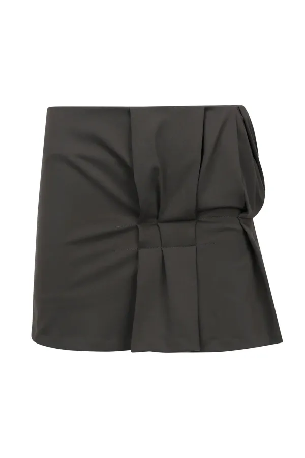 FOLDED MINI SKIRT CHARCOAL