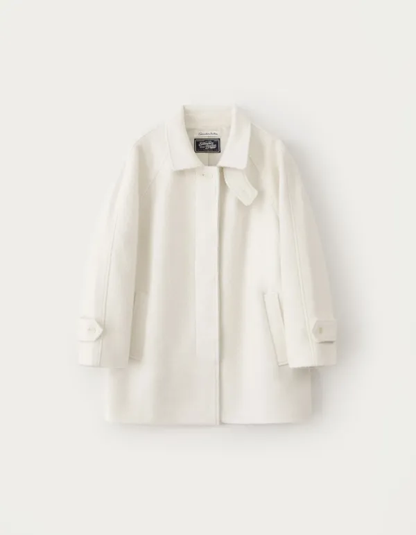 Boucle Wool Half Coat - Ivory