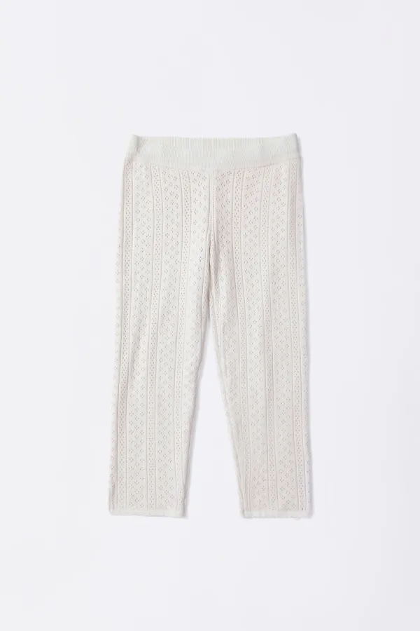 Eyelet Knit Capri Pants Ivory