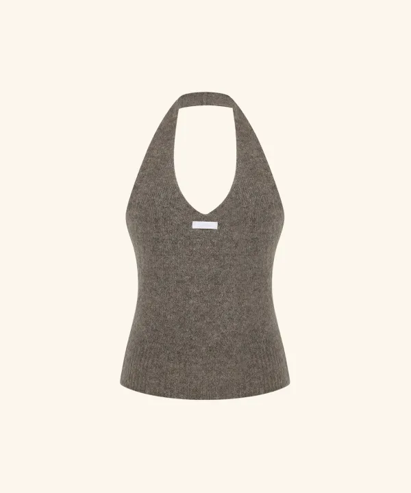 [9/22 11:00am Coming soon] Letters Hairy Wool Bustier Knit (Brown)