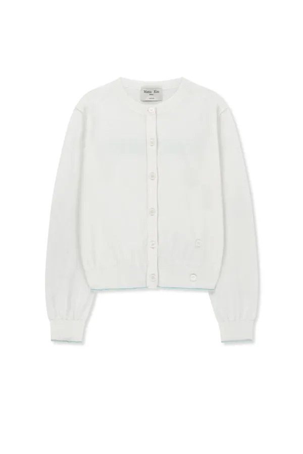 BACK LOGO SHEER CARDIGAN FOR WOMEN IN WHITE