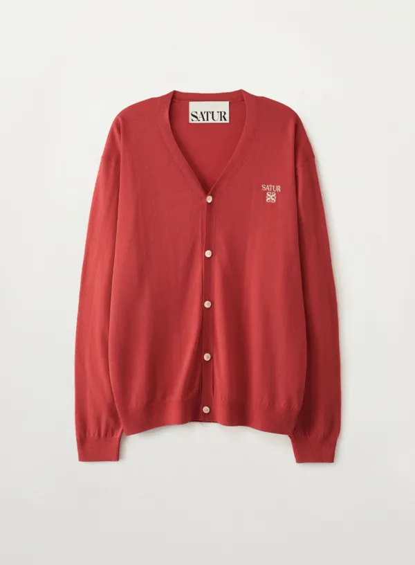 Loren Linen Blend Cardigan - Red
